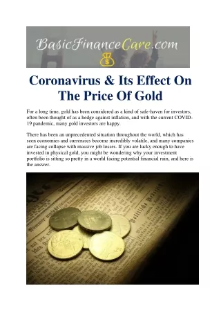 Coronavirus & Its Effect On The Price Of Gold
