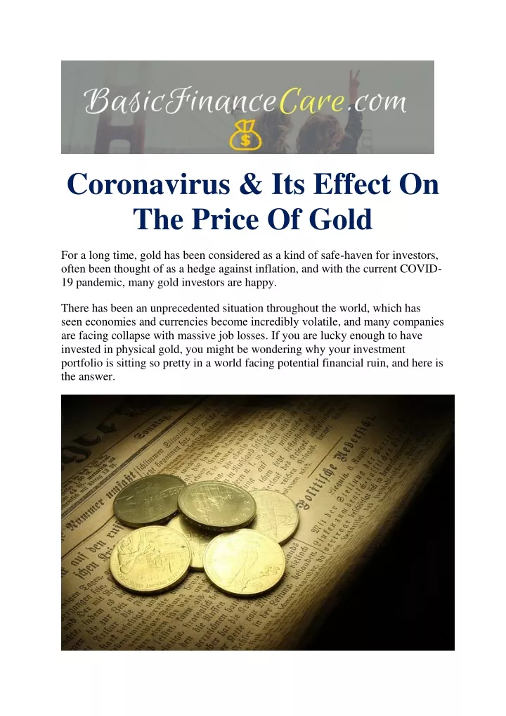 coronavirus its effect on the price of gold