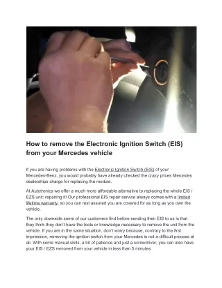 How to remove the Electronic Ignition Switch (EIS) from your Mercedes vehicle