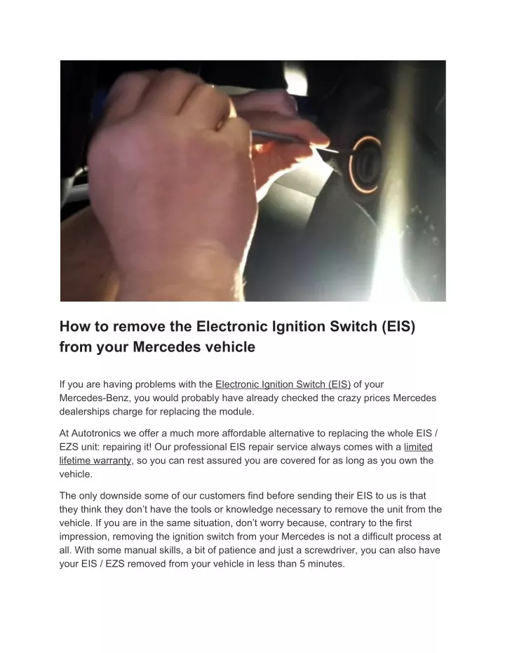 how to remove the electronic ignition switch