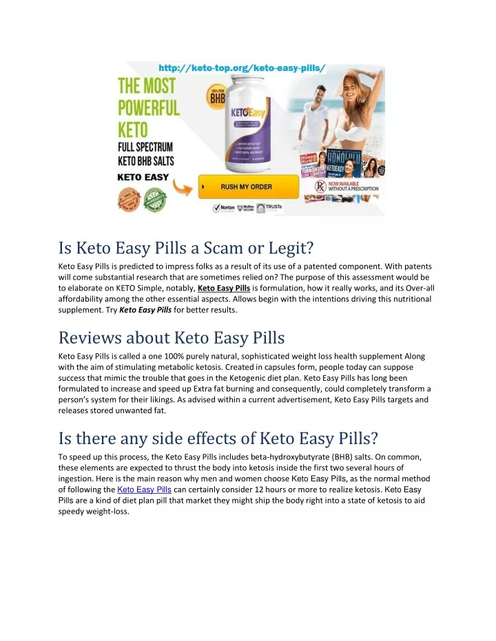 is keto easy pills a scam or legit