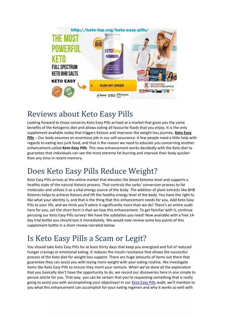 reviews about keto easy pills