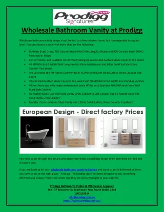 Wholesale Bathroom Vanity at Prodigg