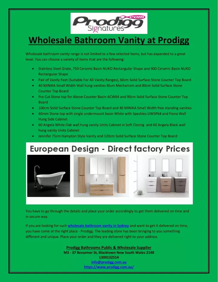 wholesale bathroom vanity at prodigg