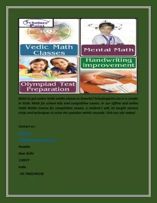 Vedic Maths Class | Scholarspoint