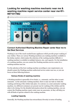 Washing Machine Repair Service Near Me #9971017982