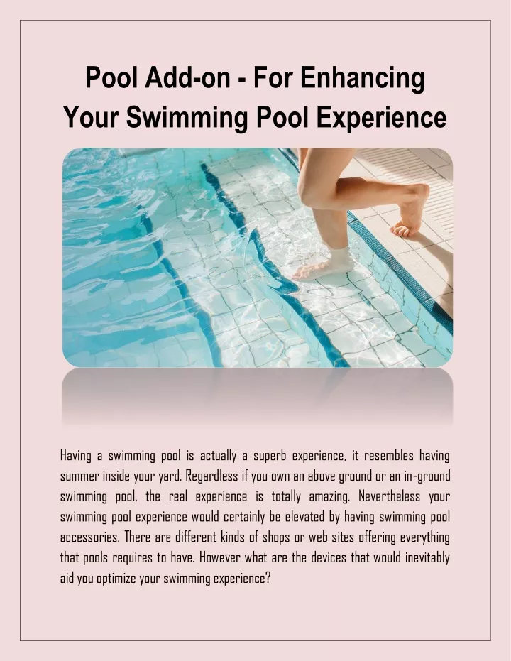 pool add on for enhancing your swimming pool