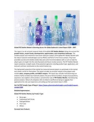 global pet bottles market is booming across