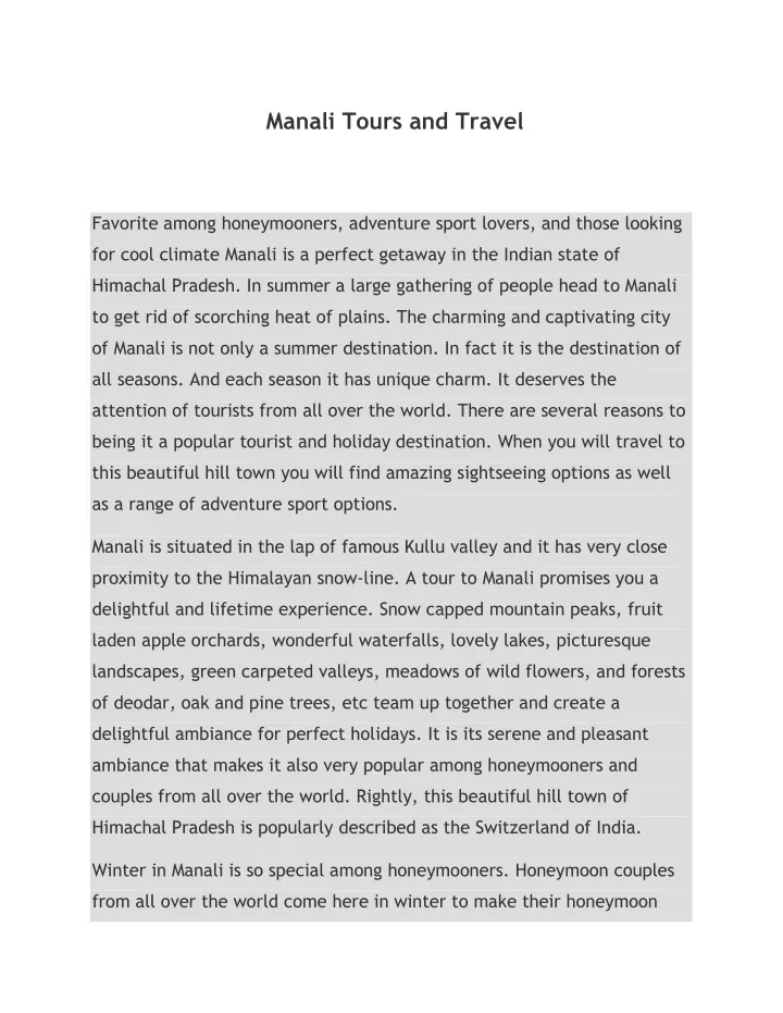 manali tours and travel