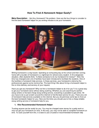 how to find a homework helper easily meta