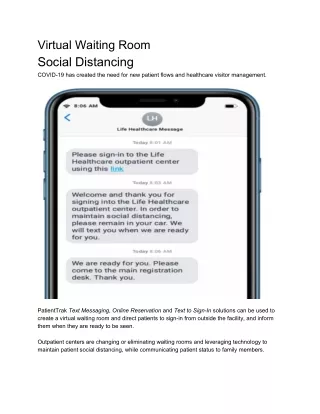 virtual waiting room social distancing covid
