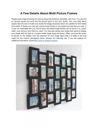 A Few Details About Multi Picture Frames