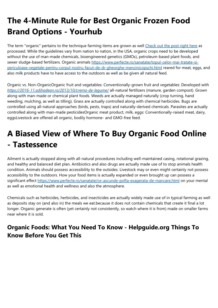 the 4 minute rule for best organic frozen food