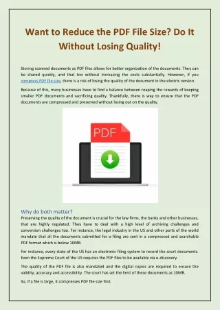 want to reduce the pdf file size do it without