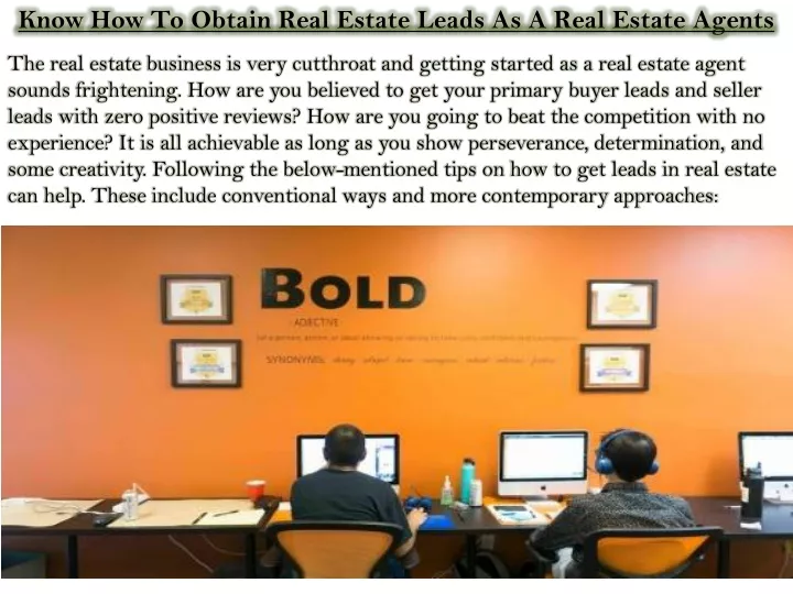 know how to obtain real estate leads as a real