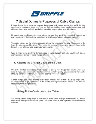 7 Useful Domestic Purposes of Cable Clamps - Gripple Australia