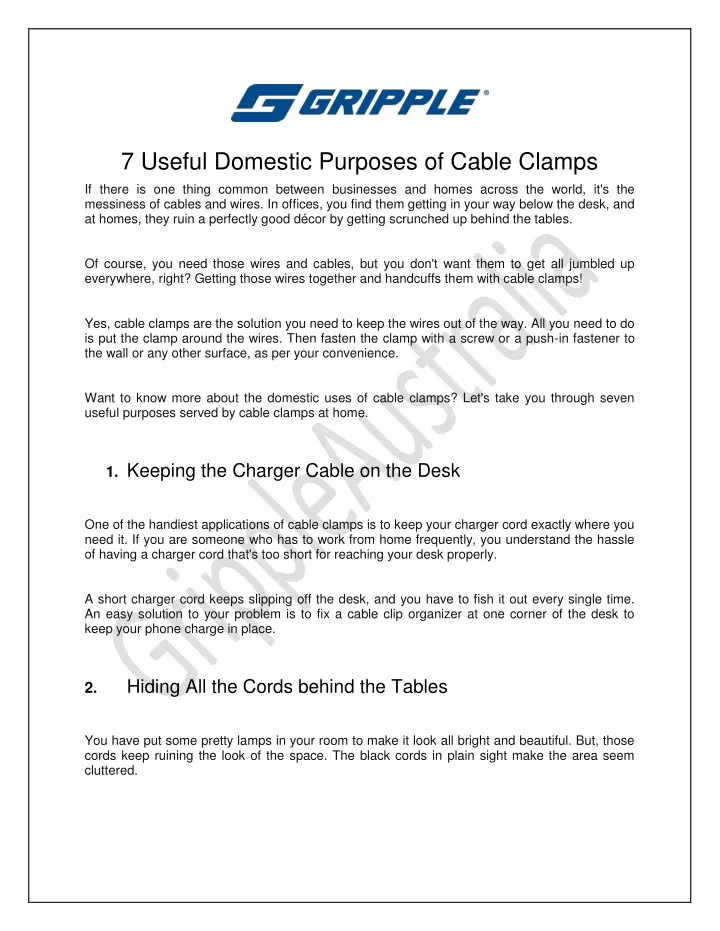 7 useful domestic purposes of cable clamps