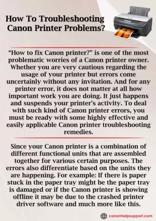how to troubleshooting canon printer problems?