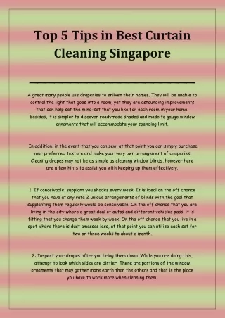 top 5 tips in best curtain cleaning singapore