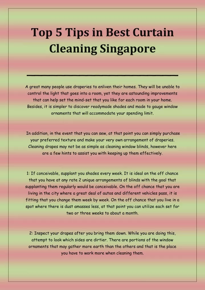 top 5 tips in best curtain cleaning singapore