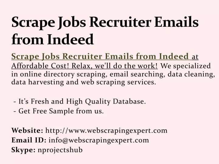 scrape jobs recruiter emails from indeed