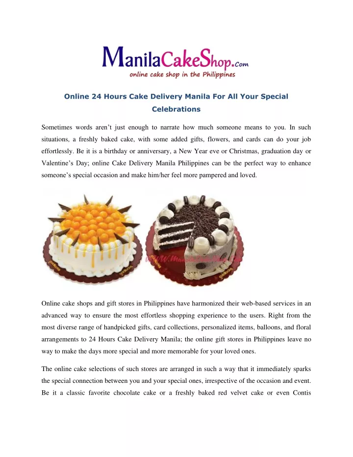 online 24 hours cake delivery manila for all your