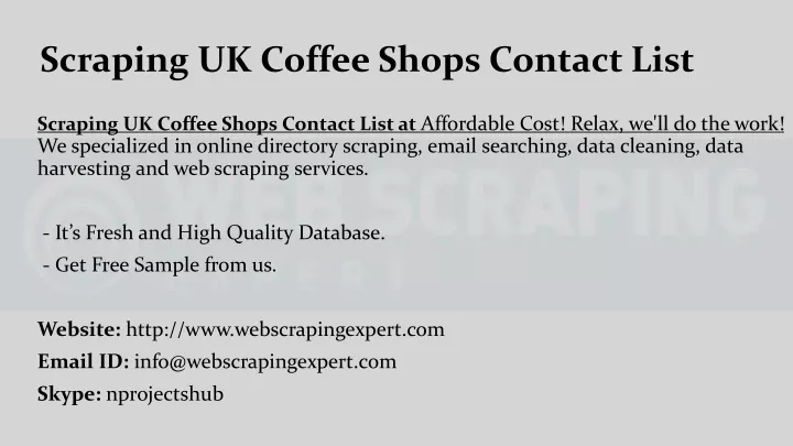 scraping uk coffee shops contact list