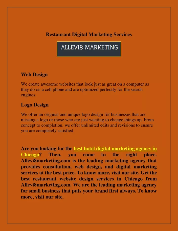 restaurant digital marketing services
