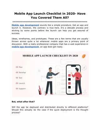 mobile app launch checklist in 2020 have