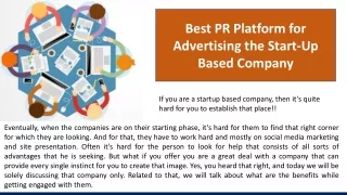 best pr platform for advertising the start