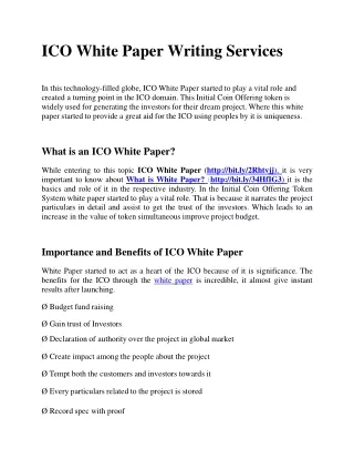ICO White Paper Writing Services