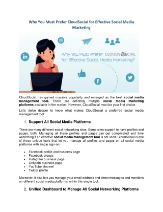 Why You Must Prefer CloudSocial for Effective Social Media Marketing?