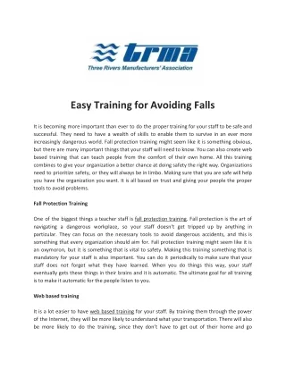 easy training for avoiding falls