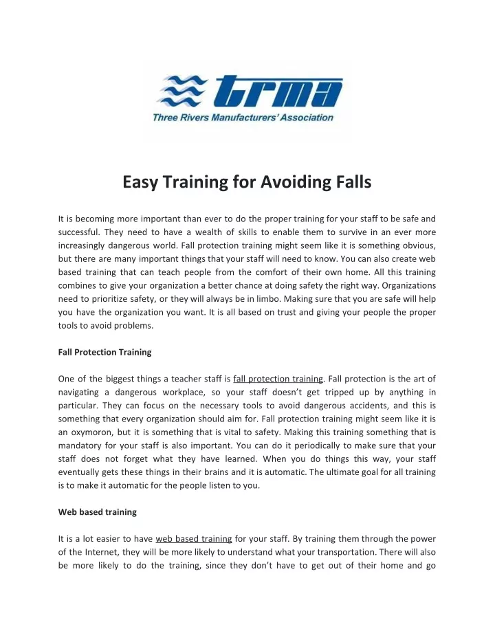 easy training for avoiding falls