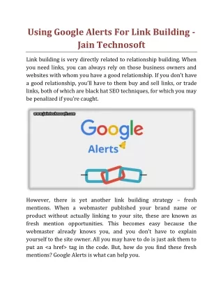 using google alerts for link building jain