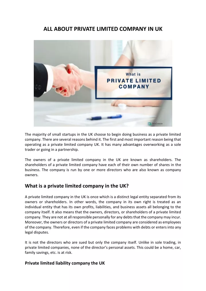 all about private limited company in uk