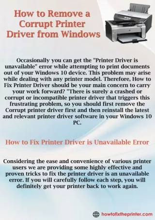how to remove a corrupt printer driver from windows