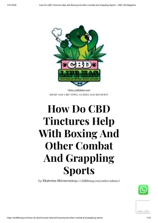 How Do CBD Tinctures Help With Boxing And Other Combat And Grappling Sports