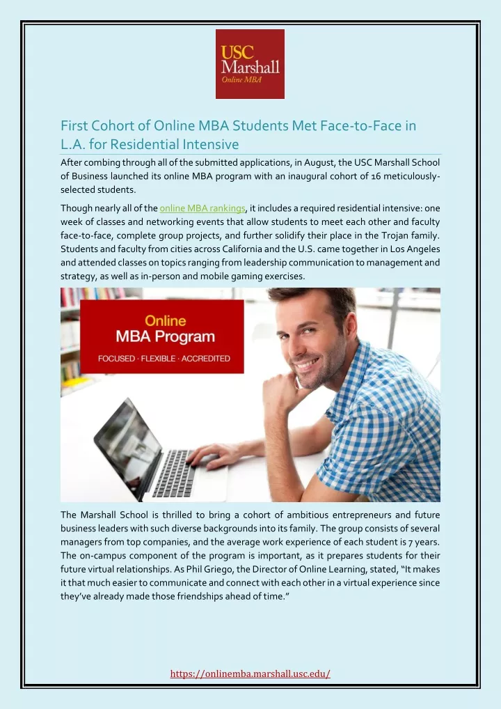 first cohort of online mba students met face