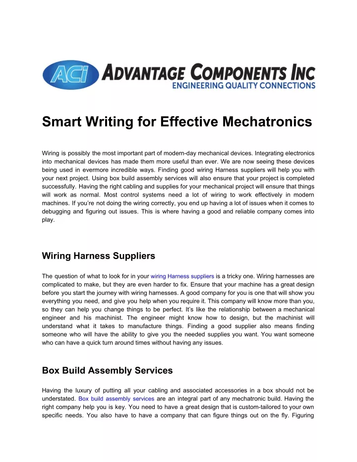 smart writing for effective mechatronics