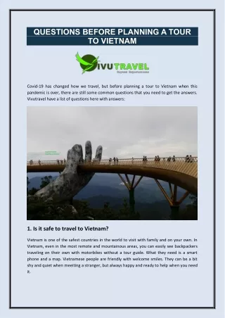questions before planning a tour to vietnam
