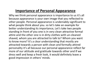 importance of personal appearance why we think