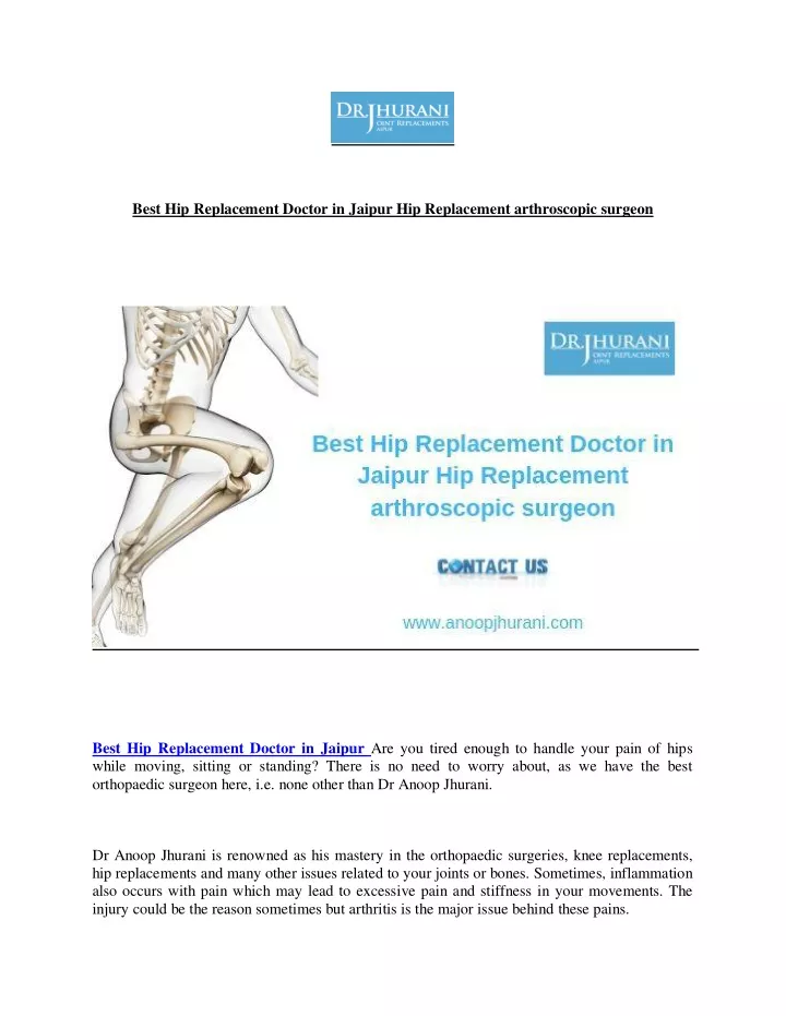 Ppt Best Hip Replacement Doctor In Jaipur Hip Replacement Arthroscopic Surgeon Powerpoint 5939