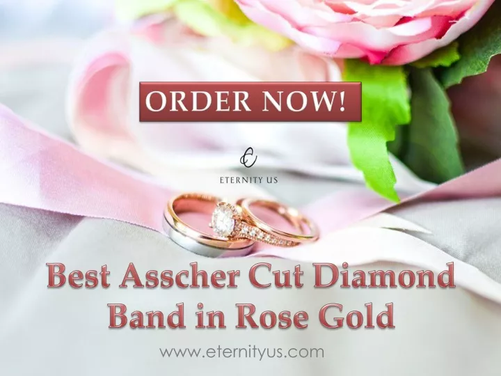 best asscher cut diamond band in rose gold