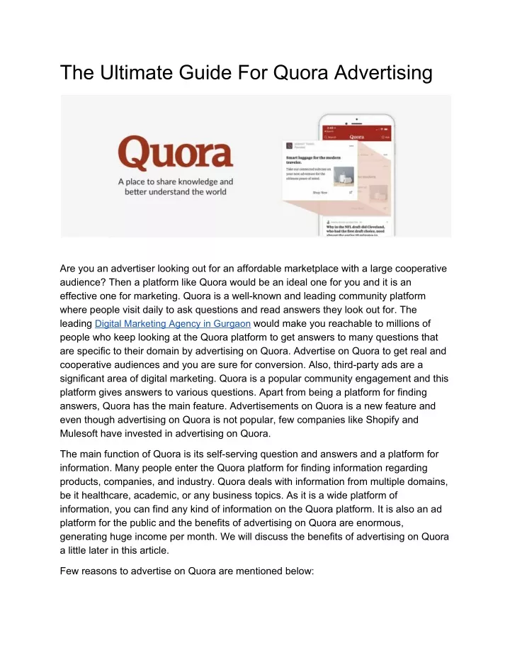 the ultimate guide for quora advertising