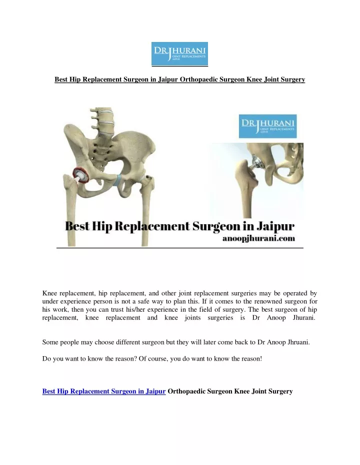 best hip replacement surgeon in jaipur