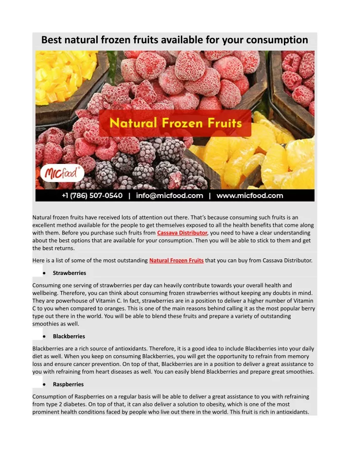 best natural frozen fruits available for your
