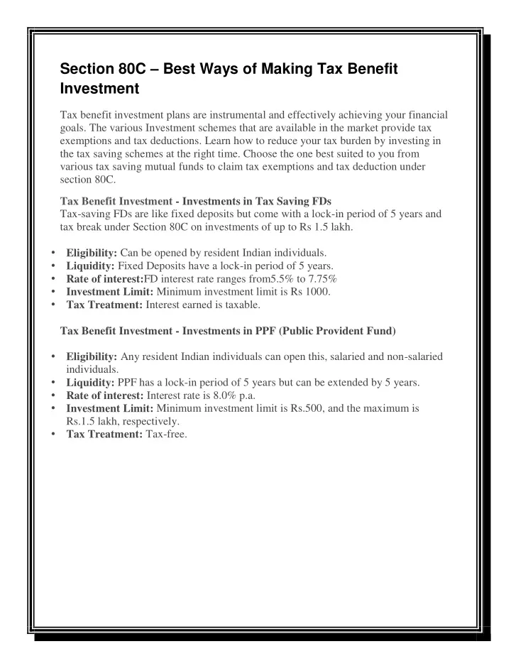 section 80c best ways of making tax benefit