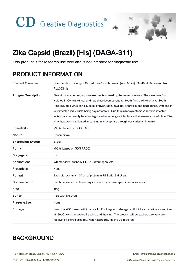 zika capsid brazil his daga 311 zika capsid