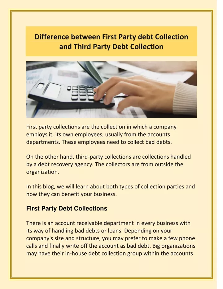 difference between first party debt collection